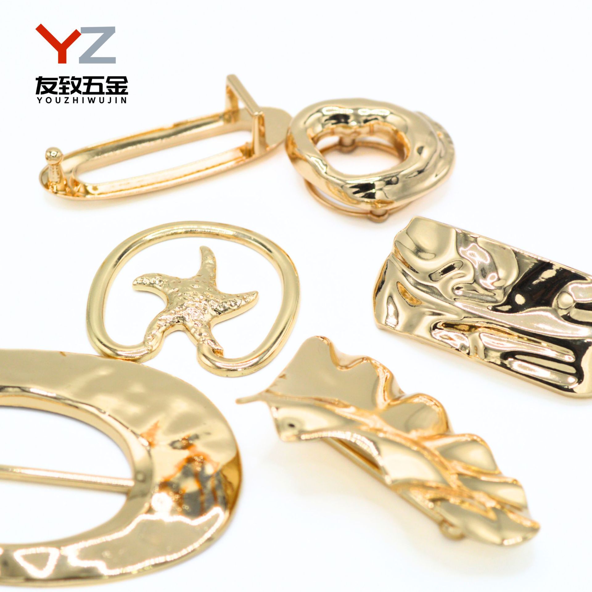 新款金属异形扣鞋扣配件衣服固定扣装饰扣泳衣内衣合金配件丝巾扣