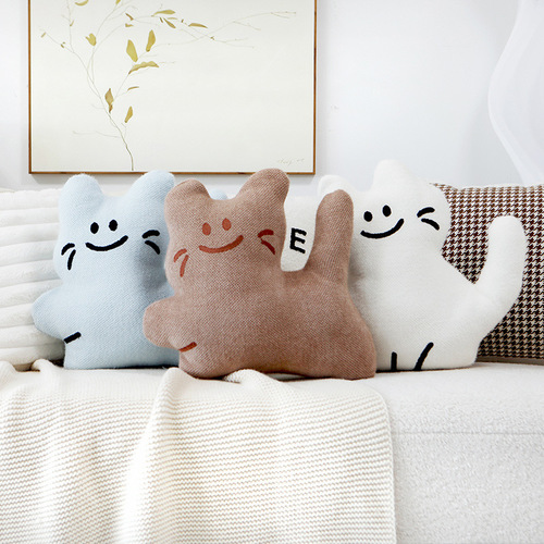 Original cat pillowcase cartoon Nordic ins style cute white cushion bag pillow living room sofa lumbar pillow cushion