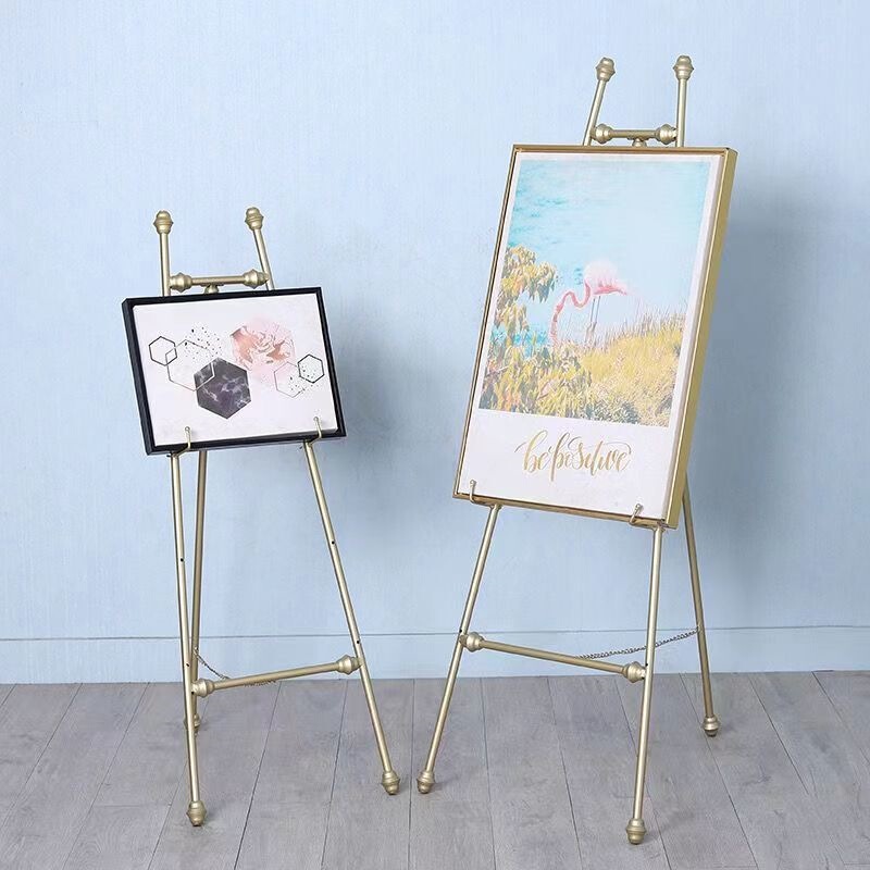 Trendy luxury wedding reception photo display stand, Nordic style sales office advertising iron easel, metal photo frame, floor-standing