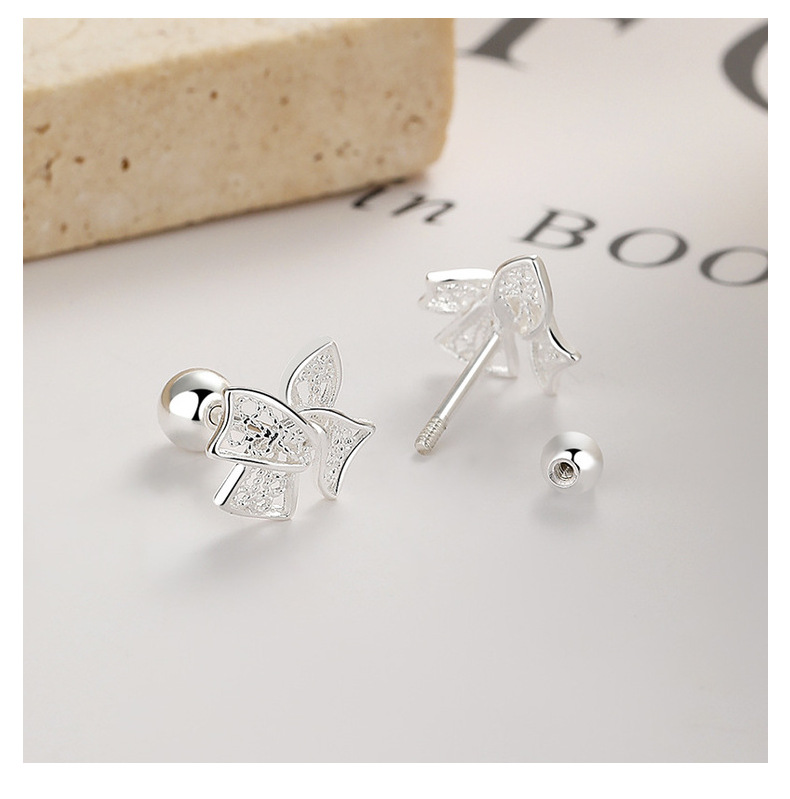 1 Pair Elegant Simple Style Bow Knot Plating Sterling Silver Ear Studs display picture 1