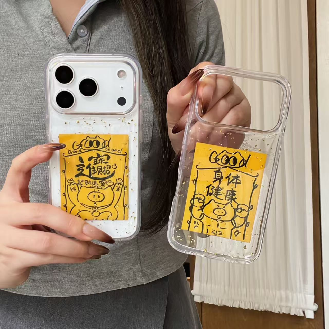 Gold Foil Body Health Attracts Wealth and Treasure Piggy Suitable for Apple 17Promax Mobile Phone Case Iphone15 New Model 16