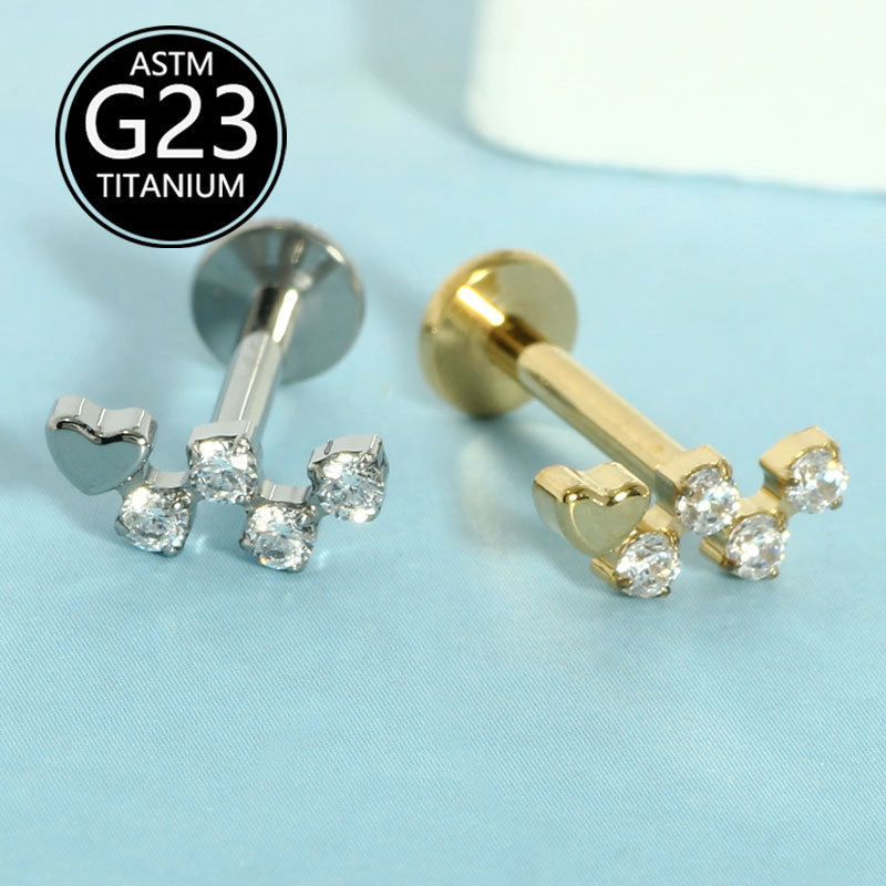 Silver pointed spike labret stud material detail