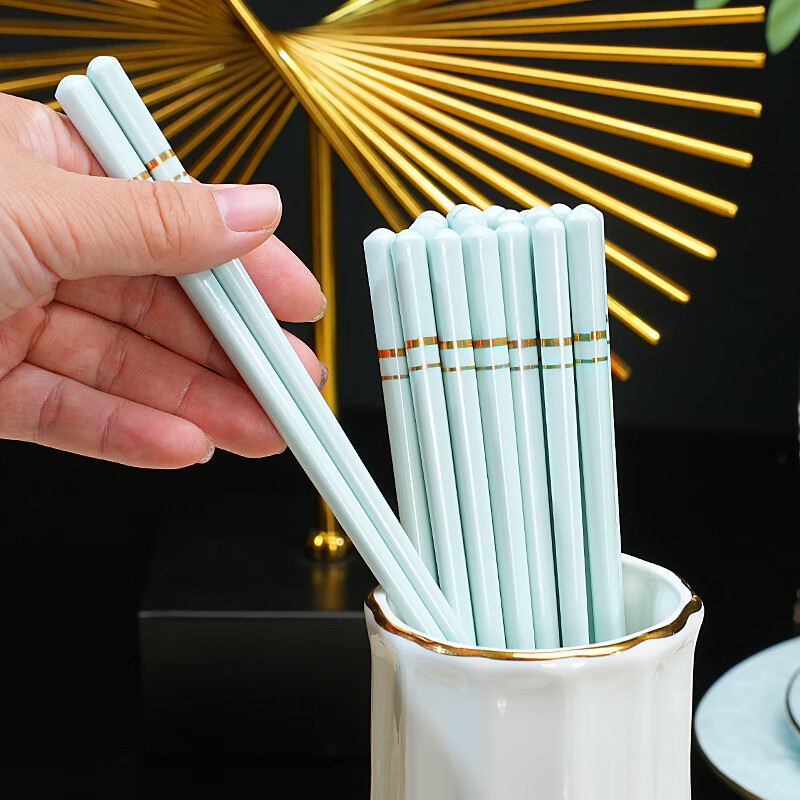 도자기 젓가락 10쌍(청자와 금)