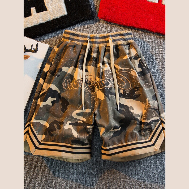 American Camouflage Shorts Men's Summer Trendy Brand Loose Mid-Pants Boys High Street Basketball Sports Casual Five-Point Pants