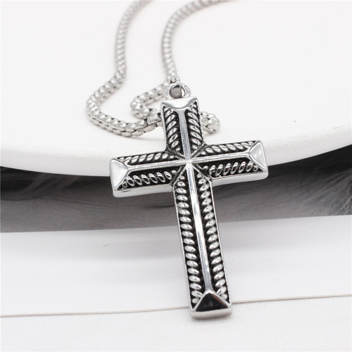 P1068 European and American Personality Street Hip-Hop Men's Cross Titanium Steel Pendant Necklace