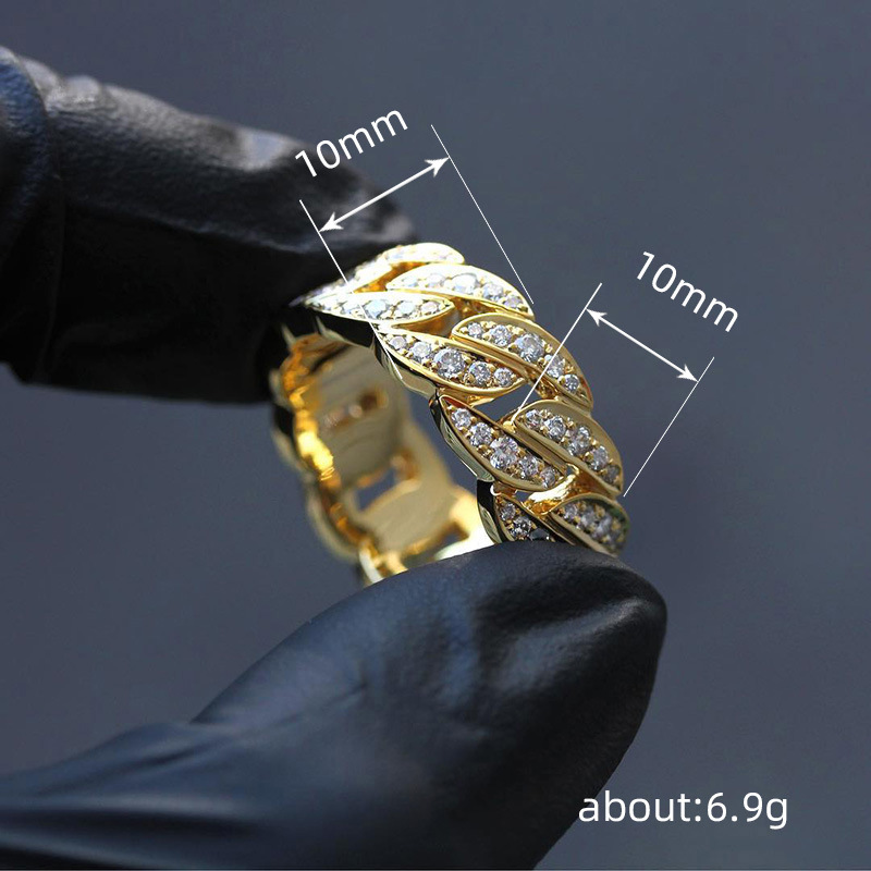Cuban Chain Ring For Men Luxury High End Zircon Finger Accessory_voghion.com