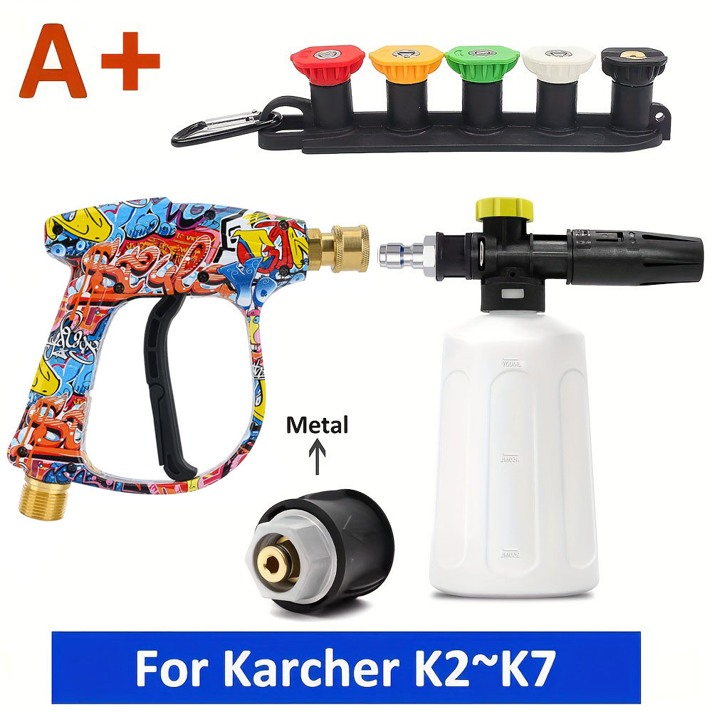 máquina de limpieza de alta presión pistola de agua de lavado de automóviles 5 boquillas de color en forma de ventilador 750 espuma de polietileno pintada cabeza de pistola de agua M22 pistola de agua