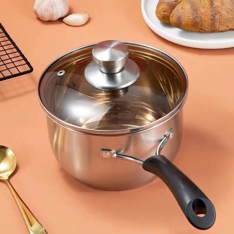 Stainless Steel 304 Thickened Food-Grade Milk Pot for Home Use, Non-Stick Pot for Baby Food, Multifunctional for Steaming and Cooking