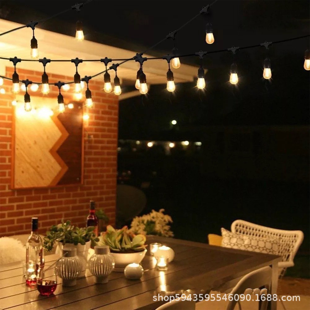 供应 E27灯串线LED欧规美规灯串户外防水接头线E26防水灯串电源线