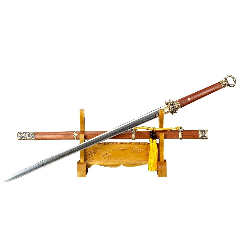 龙泉将器 Tang sword sword, one piece forged pattern steel long sword, real sword collection, film and television props, unedged