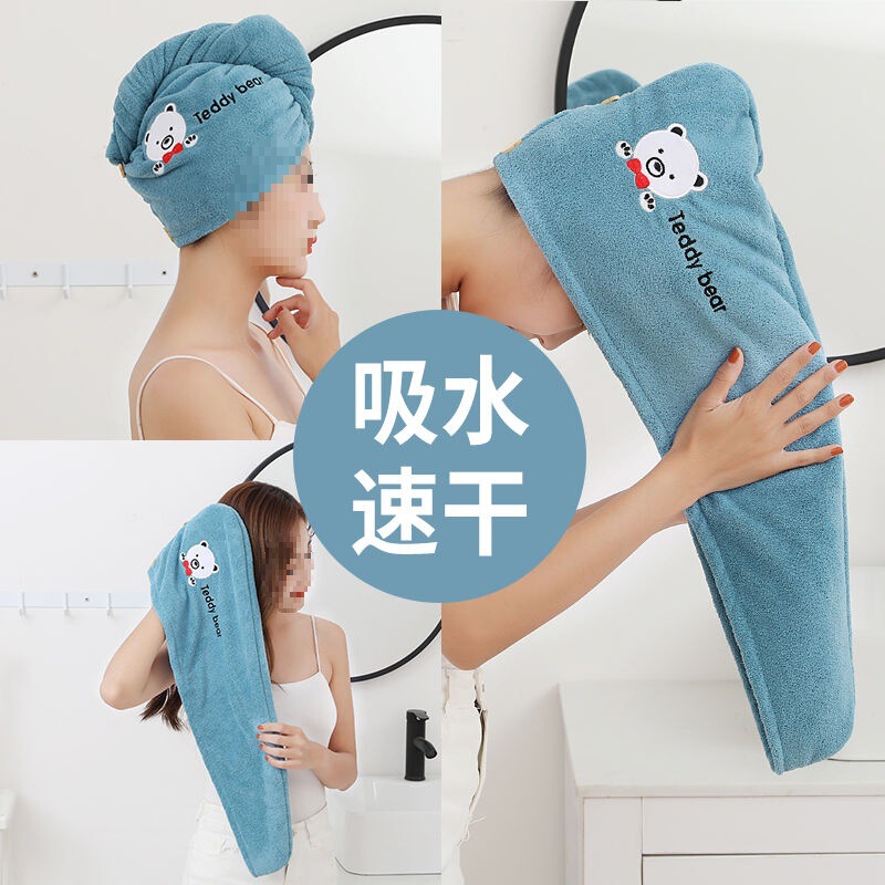 Women's Double-Layer Thickeneded Dry Hair Cap 2025 New Style Baotou Shampoo Shower Cap to Wipe Hair Super Absorbent Quick-Drying Hair Towel