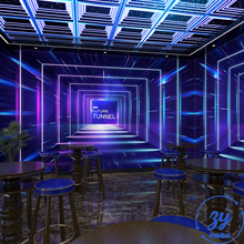 3D立体KTV科技感背景墙纸包厢酒吧延伸网咖墙布电竞馆太空舱壁纸