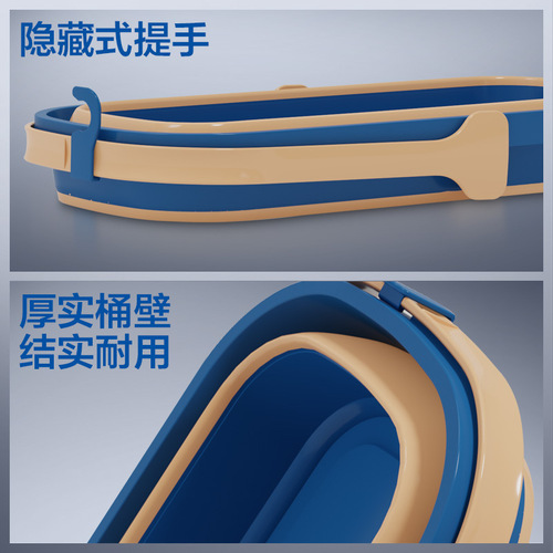 Folding water bucket portable household mop bucket silicone bucket multi-functional outdoor water bucket handle plastic bucket wholesale