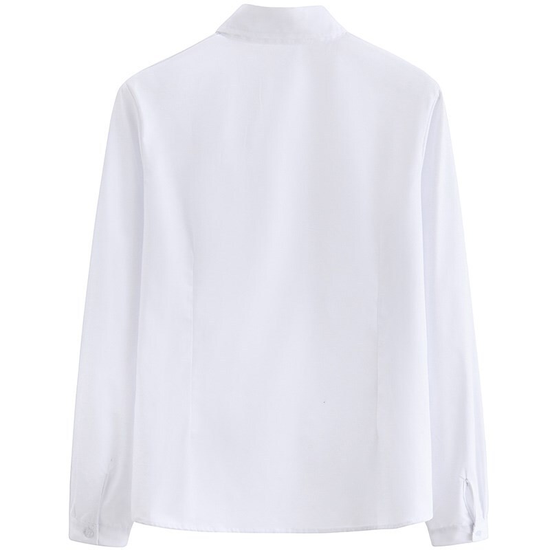 [Customizable] White Long-Sleeved Shirt for Women, Pure Color Basic Style, Pointed Collar, College Style, School Uniform, Class Uniform Top