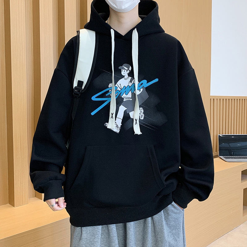 春秋季长袖卫衣男孩初高中学生连帽外套青少年大童男装套头衫上衣|undefined