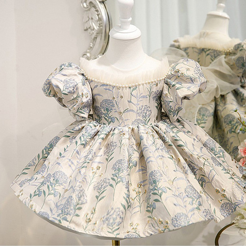 Children's dress princess skirt spring little host piano performance birthday dress puffed skirt for girls first birthday dress