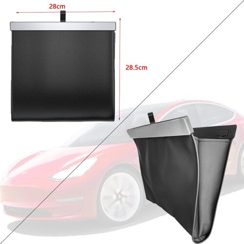 Car leather waterproof trash bag, car suspension trash can, car safety seat storage foldable trash can