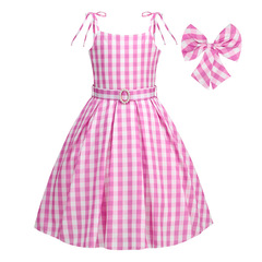 New Style Cosplay Real Barbie Movie Same Kind of Girls' Strap Pleated Princess Dress Waistline Dress 