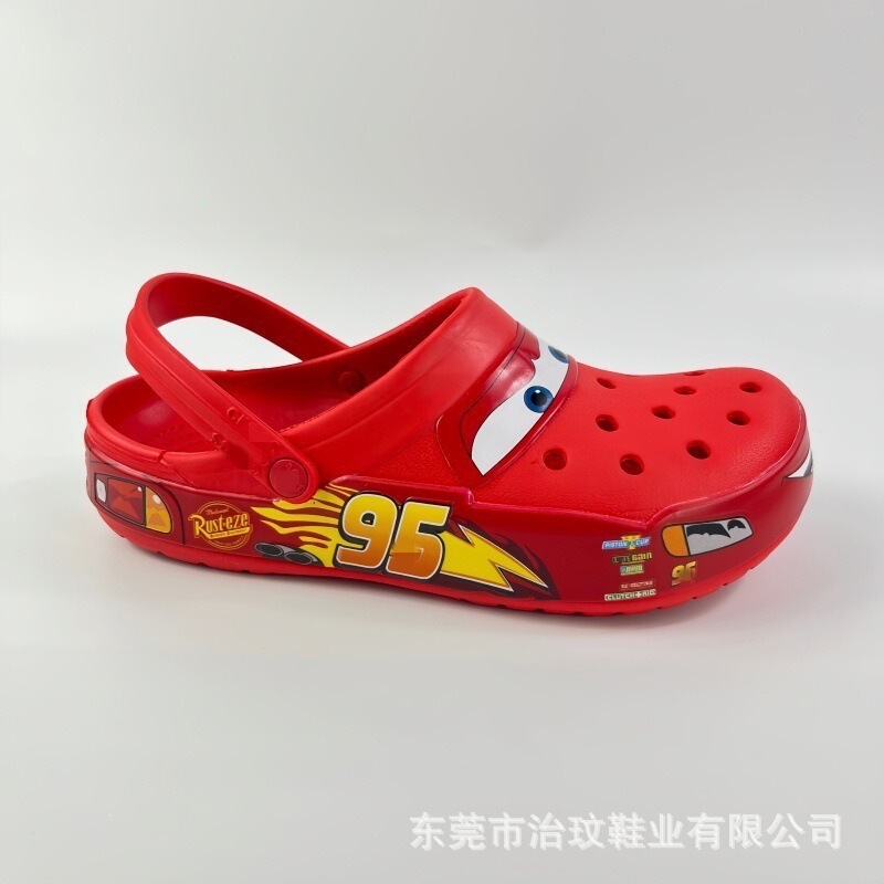 Crocs Shoes Mcqueen 95 Car-Themed Adult Led Light-Up Shoes Beach Shoes Breathable Non-Slip Sandals