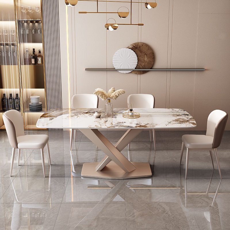 Italian Slate Dining Table and Chair Combination Light Luxury Modern Simple Dining Table Home Small Apartment Rectangular Table Home Dining Table