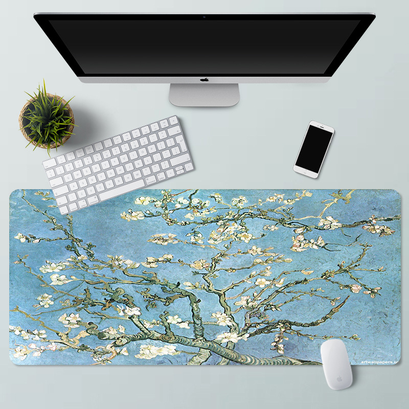 Alfombrilla de ratón paisaje pintura al óleo Van Gogh arte estera de escritorio de la computadora de gran tamaño estera de escritorio de bloqueo de precisión estera antideslizante