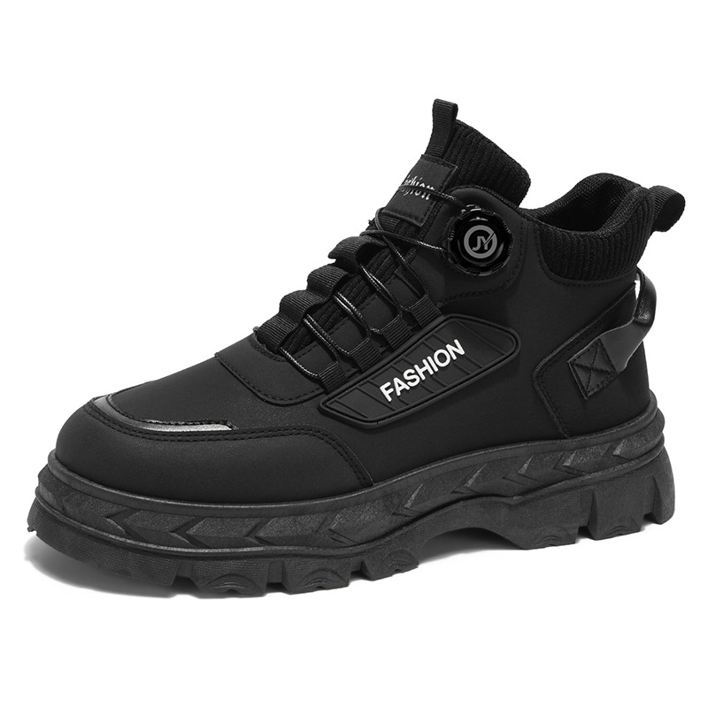 Zapatos masculinos de otoño e invierno nuevos zapatos de alta ayuda hombres estilo británico retro botas cortas con suelas gruesas antideslizantes botas Martin hombres image 6