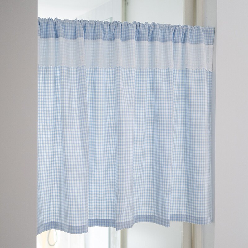 Hegal Classic Korean Small Plaid Cotton Fresh and Cute Door Curtain Small Curtain Light-Impermeable Blocking Curtain Hegal Classic Korean Small Plaid Cotton Fresh and Cute Door Curtain Small Curtain Light-Impermeable Blocking Curtain