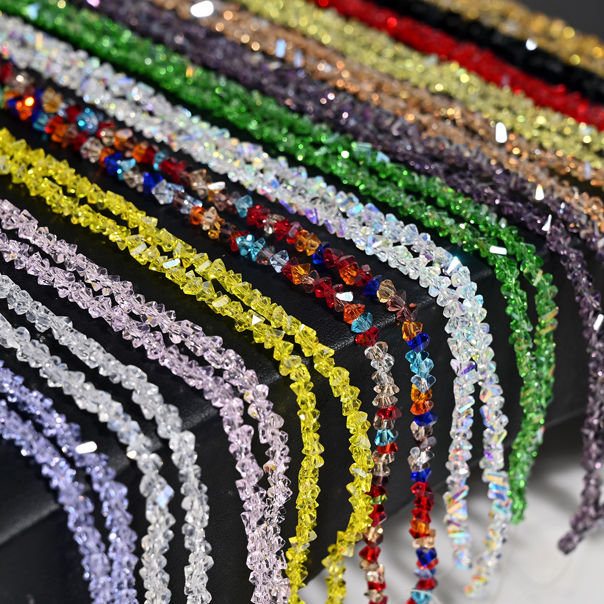 4mm三角晶菱角水晶串珠手工DIY散珠项链服装辅料手机链饰品配件