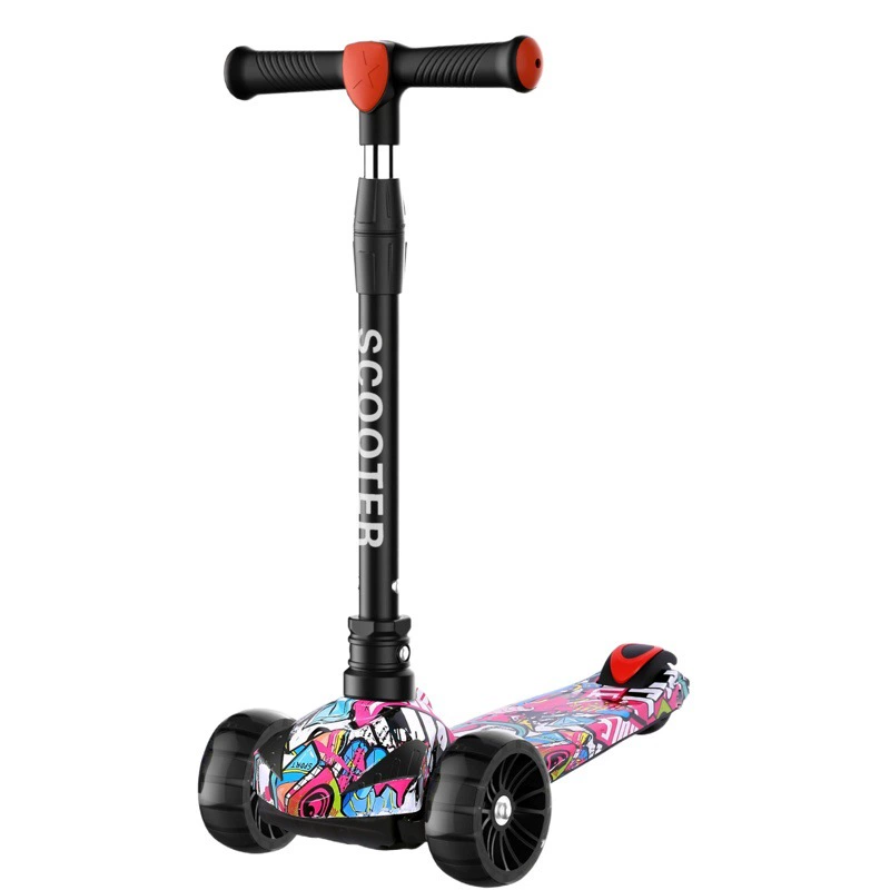 Оптовая Новый детский скутер детский шкив От 2 до 12 лет регулируемая вспышка складной Педальный скутер