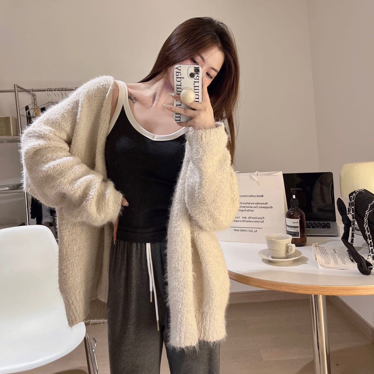 Hit color Sheep wool one fever vest Autumn and winter Terry Exorcism Internal lap Primer keep warm vest