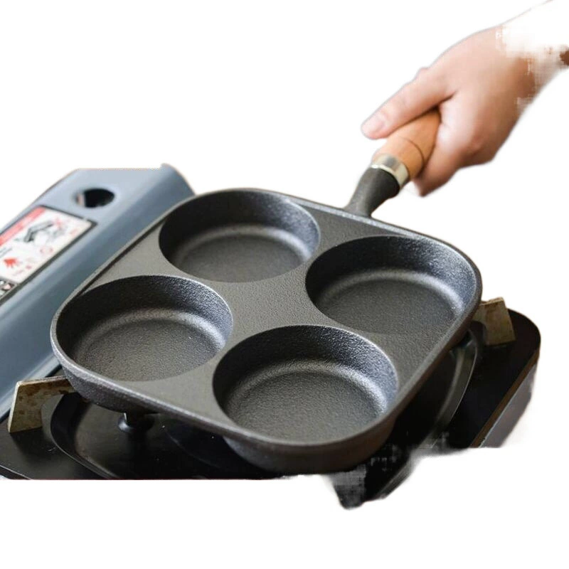 Other Cast Iron Seven-Hole Egg Burger Pan - Deep 2cm, 33cm Round Skillet, No-Coating, Even Heating