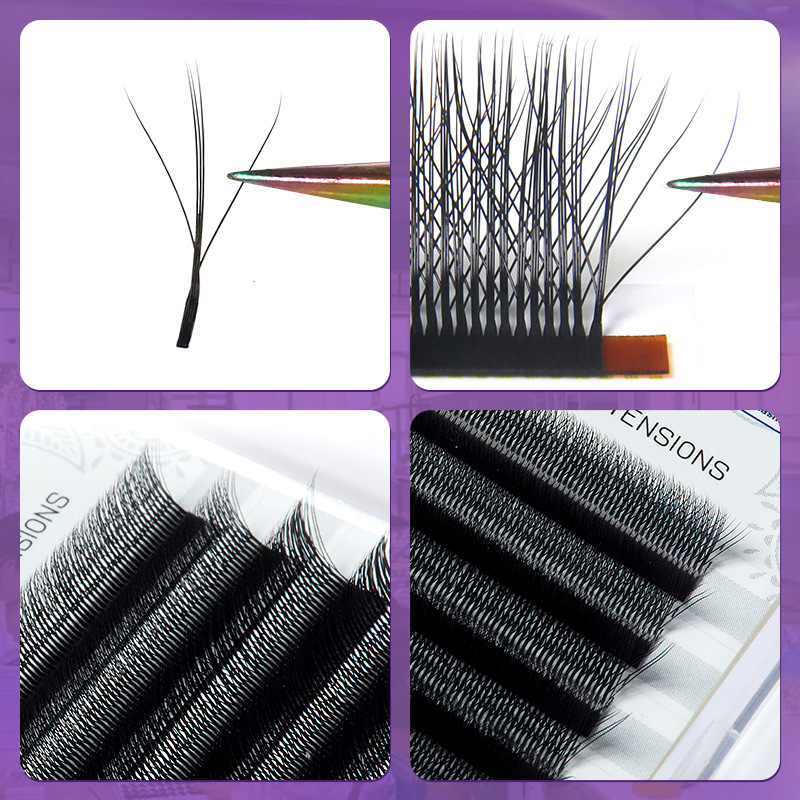 Fábrica de pestañas de color especial para pestañas 0.07 super suave no dispersar raíces 3D cómic sándwich injerto de pestañas de trébol