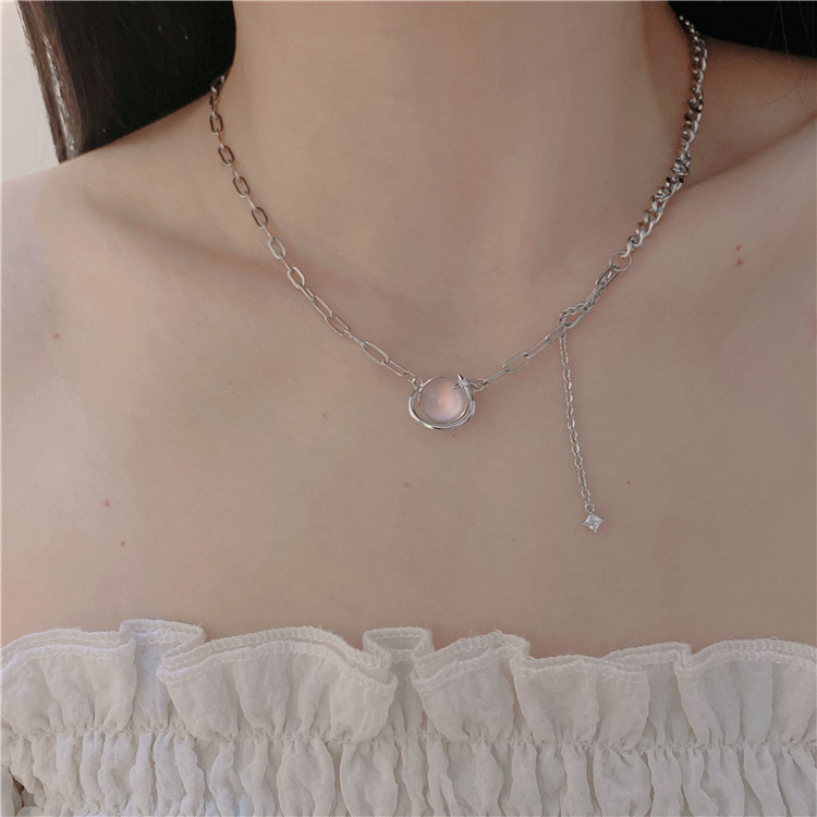 Fashion Heart Shape Titanium Steel Patchwork Pendant Necklace 1 Piece