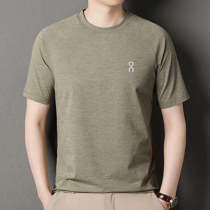 Men's Short-sleeved Summer New Cool T-shirt Crewneck Top Young and Middle-aged Loose plus size Simple Handsome Clothes
