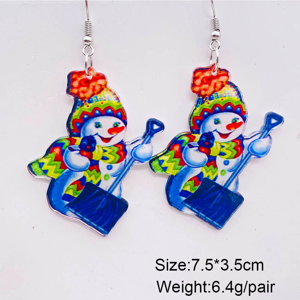 Wholesale Jewelry Cute Christmas Tree Doll Snowman Arylic Drop Earrings display picture 2