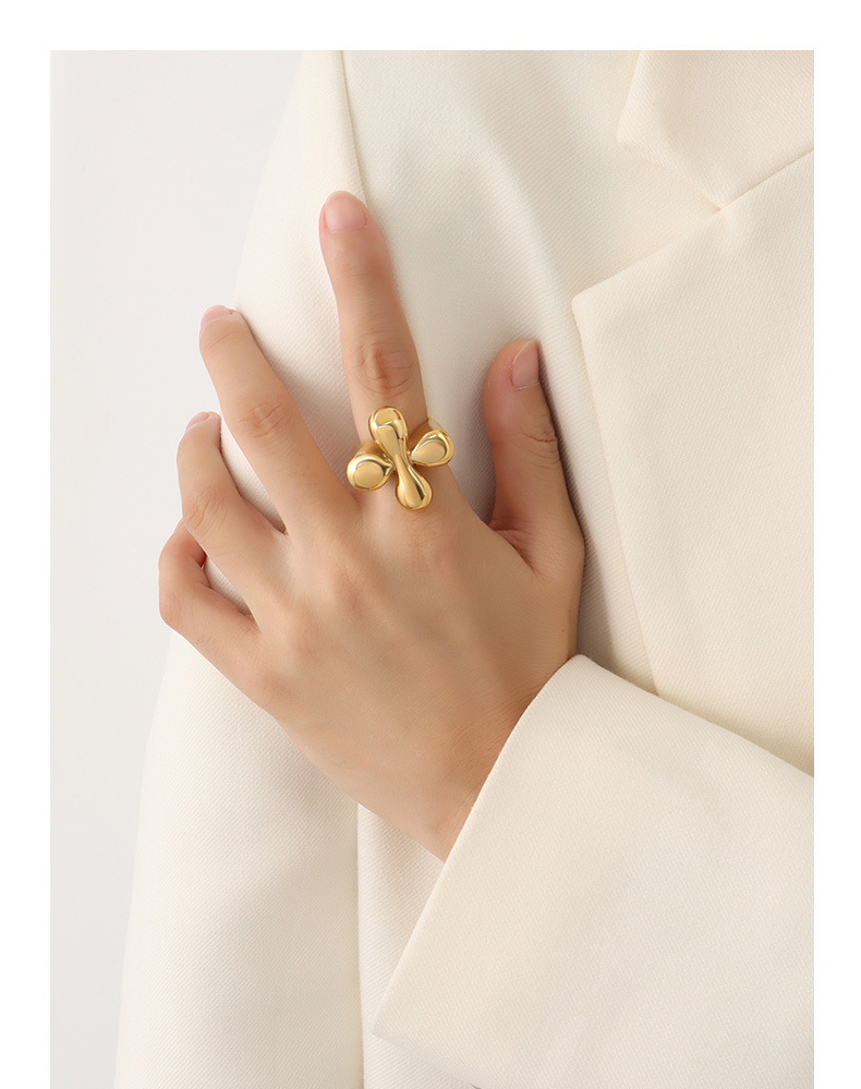 Rings Classification 1 Piece Quantity Holiday, Party Occasion PVD Coated Real Gold Plated 18K Gold Flower Titanium Steel Simple Style Waterproof Non Tarnish Rings