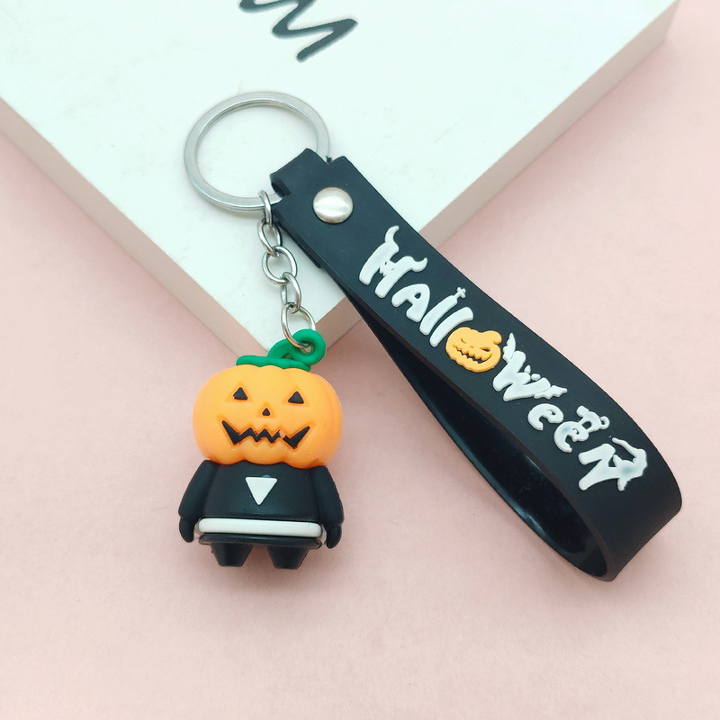 1078 # Cross-Border Halloween Themed Keychain Pendants, Skull, Pumpkin, Death Cartoon Charms, Promotional Gifts