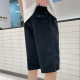 Cross-border large size solid color cotton medium Men's cropped casual zipper pocket printed loose men's overalls
