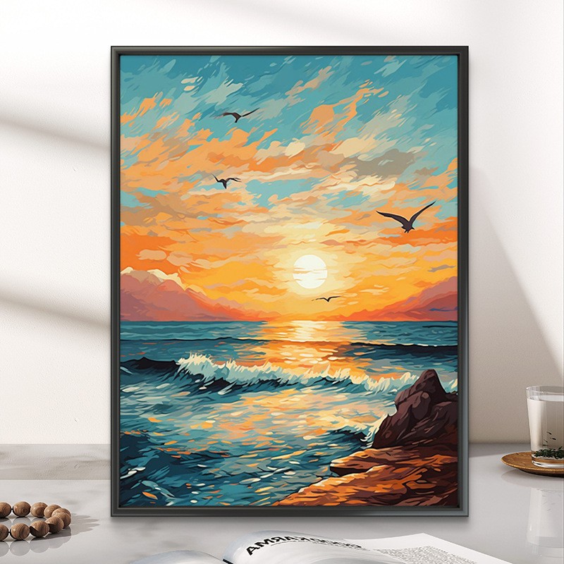 Pintura al óleo digital DIY paisaje floral pintada a mano pintada al óleo pintada decoración de la sala de estar pintada colgante de alta calidad pintura descomprimida image 22