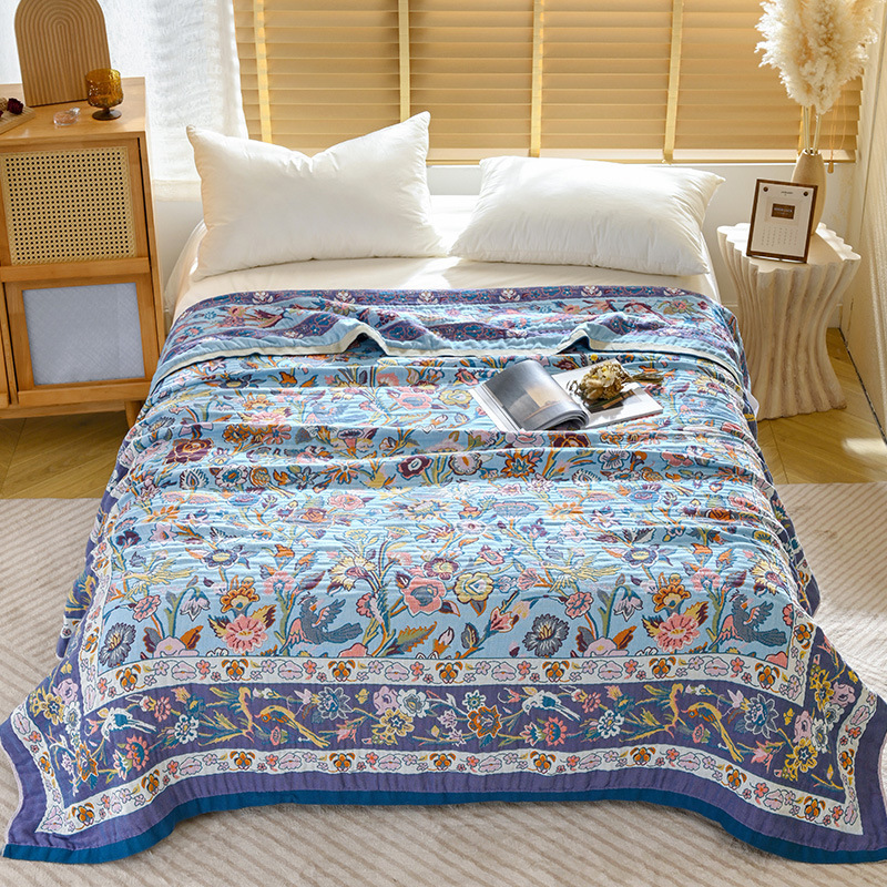 Cotton Four-Layer Gauze Towel Quilt Summer Blanket Cover Blanket Office Nap Blanket Summer Cool Quilt Single Air-Conditioned Blanket
