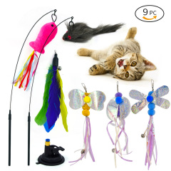 Cross-border new suction cup cat teaser set lazy self-entertaining cat toy steel cat teaser feather replacement head
