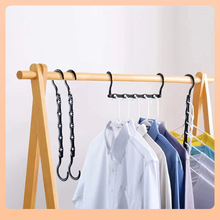 ✅定 制五孔美式挂钩魔术衣架360度旋转塑料可折叠防风跨境