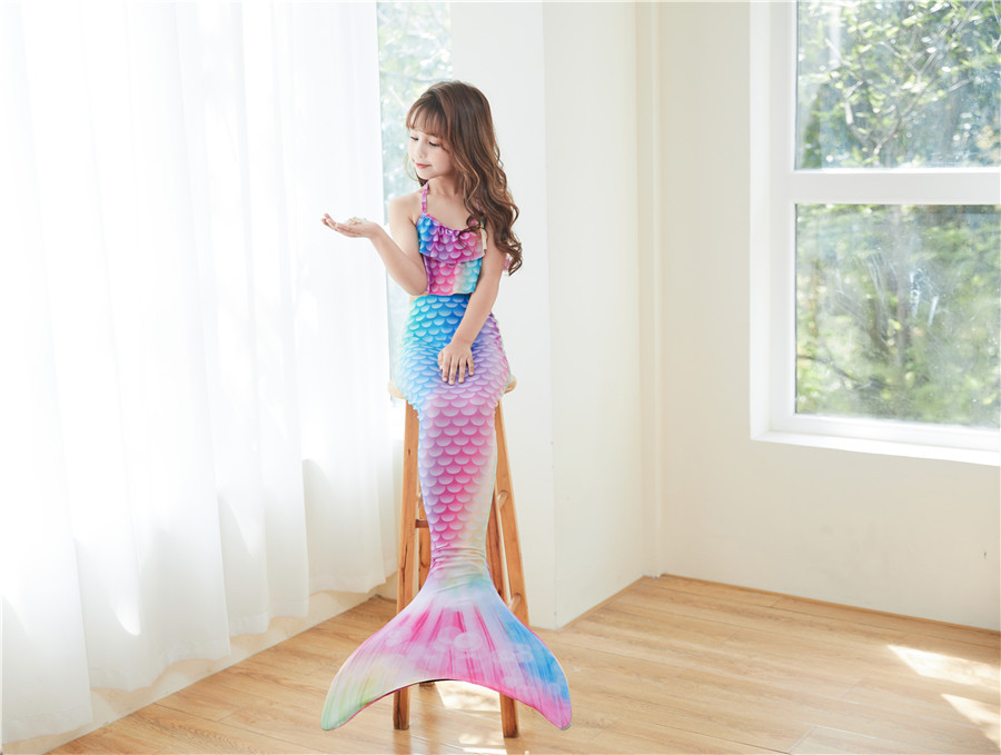 Girl's Cartoon Style Mermaid Polyester Bikinis 3 Piece Set display picture 23