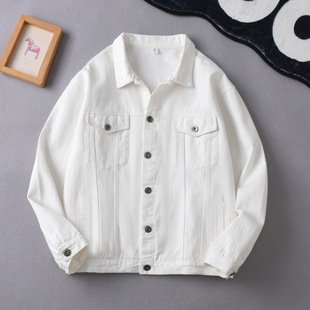 High-grade White Denim Coat Women's Spring and Autumn Retro Loose Short Top Fashionable Casual Work Jacket for Men