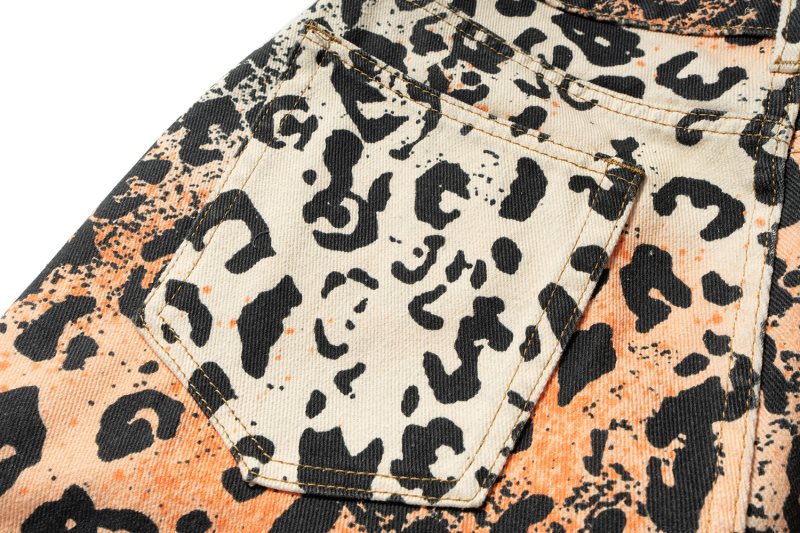 Herren Jeans Mit Leopardenmuster Weite Gerade Passform Locker_voghion.com