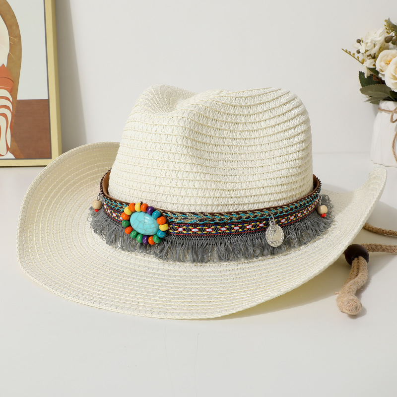 Damen Cowboyhut Im Ethno-stil Aus Jeansstoff Für Den Sommer_voghion.com