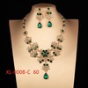 Necklace and earrings for bride, metal set, golden water, pendant, chain, with gem, wholesale