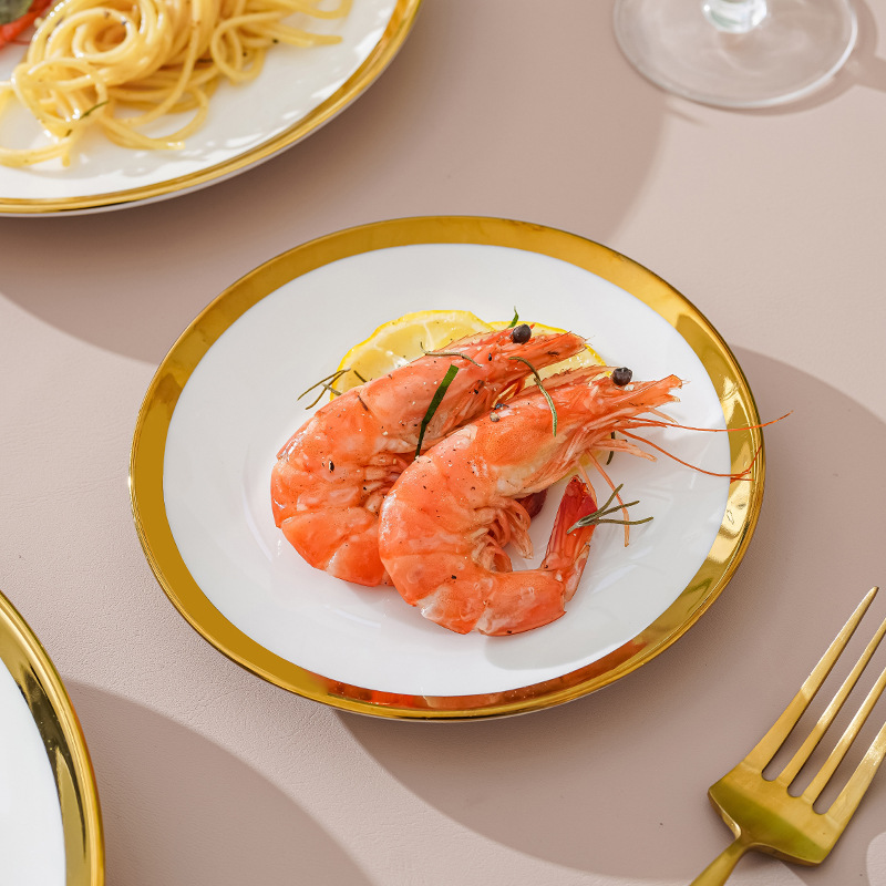 Nórdico creativo cerámica Placa de carne subred luz roja vajilla de lujo ins plato occidental plato Placa de desayuno en casa