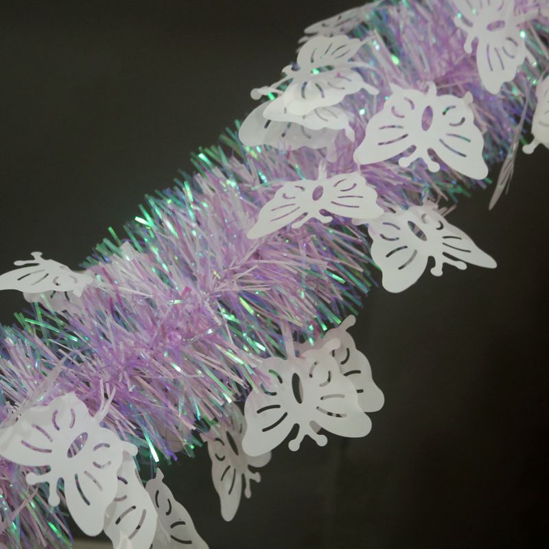 Transfronterizo nuevo 2 M fluorescente colorido Cisne mariposa rayas de colores FESTIVAL DE Navidad celebración diseño rayas de lana Guirnalda