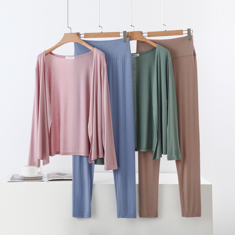 Modal Suit for Women, Autumn Thin Casual Cardigan, Large Size Long-Sleeved High-Waisted Leggings, Pajamas, Home Two-Piece Set Modal Suit for Women, Autumn Thin Casual Cardigan, Large Size Long-Sleeved High-Waisted Leggings, Pajamas, Home Two-Piece Set